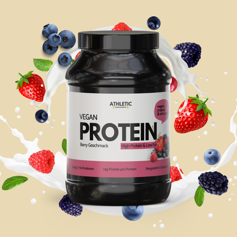 Vegan Protein Berry – pflanzliches Eiweiß mit Beerengeschmack in Premiumqualität für Muskelaufbau ohne Molke
