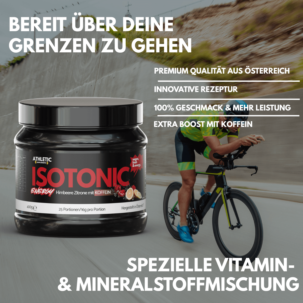 Isotonic Drink mit Koffein - Carbloader Himbeere Zitrone 400g