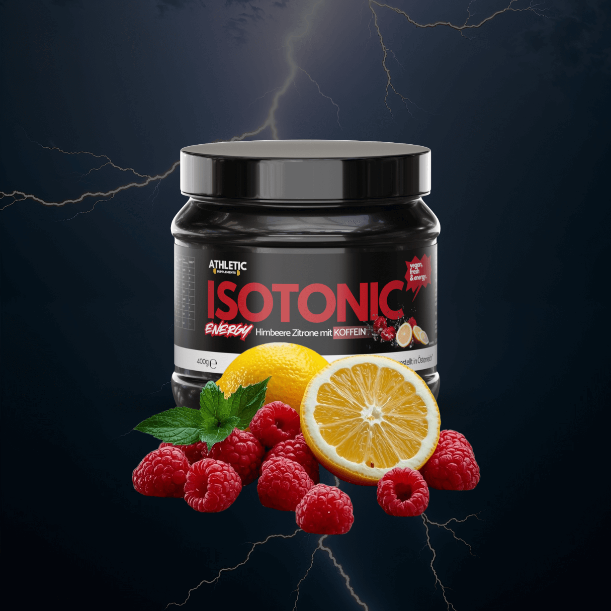 Isotonic Drink mit Koffein - Carbloader Himbeere Zitrone 400g