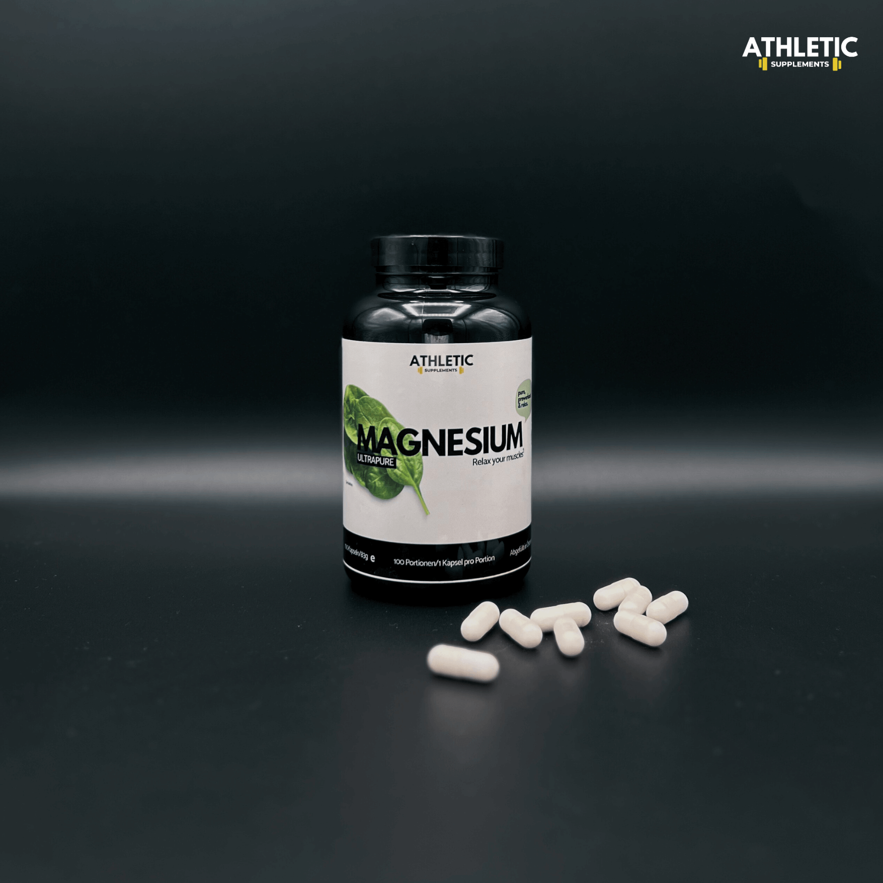 Magnesium Kapseln von Athletic Supplements in der Dose