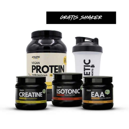 Pro Pack Muskelaufbau Paket mit Creatine, Protein, EAAS und gratis Shaker