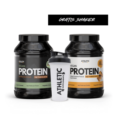 Protein Vorteilsbundle mit Schokoprotein, Salted Caramel Protein und gratis Shaker