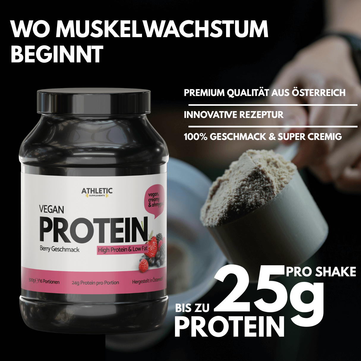Vegan Protein Berry – pflanzliches Eiweiß mit Beerengeschmack in Premiumqualität 